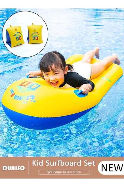 Generic Kids Inflatable Bodyboard Children's Swimming Board Pool Float with Handles Portable Surfboard Pool