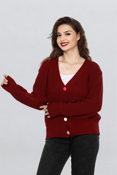 Fox Life Kids Women's Colorful Button Detailed Knitted Cardigan Flt1008