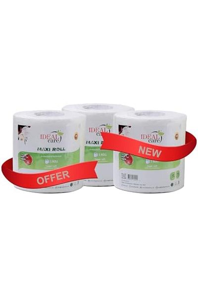 Ideal Pack Maxi Roll Tissue 3-Pack – Jumbo 2-Ply Paper Towel Rolls for Kitchen & Cleaning, Highly Absorbent &