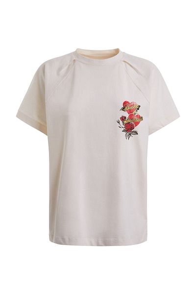 Guess Crew Neck Ecru Women's T-Shirt W3Rı33K8Fq4G012