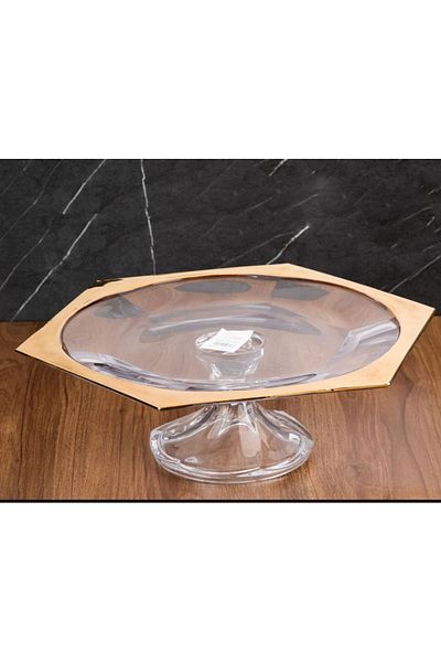 TOHFAT-AL MAIDAH Gold hexagon base cake plate