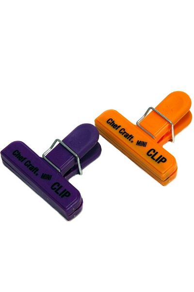 Chef Craft 2-Piece Strong and Durable Mini Bag Clip Set Purple and Orange