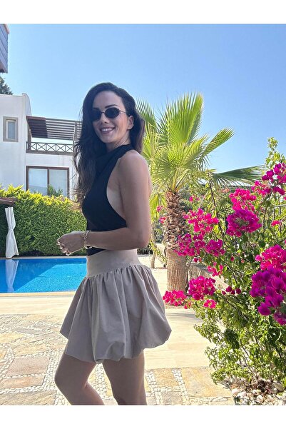 Atelier Derin Мини балонна пола в цвят камък