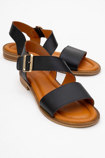 LuviShoes Majesty Black Skin Genuine Leather Women's Sandals