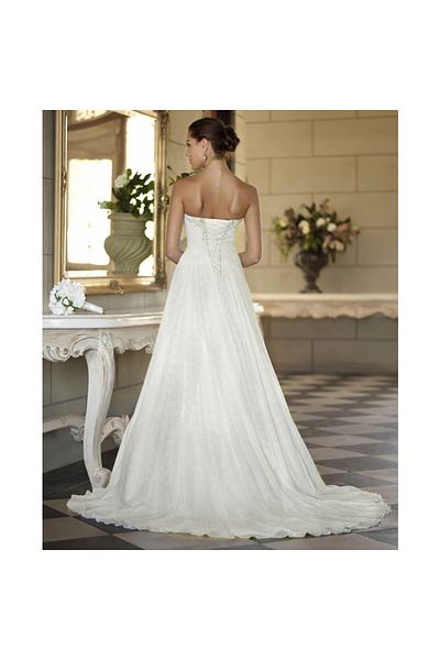 OEM Rochie alba de mireasa stil A cu trena