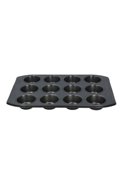 TEFAL Easy Grip Carbon Steel 12-Muffin Tray Black 26.5 x 39.5cm