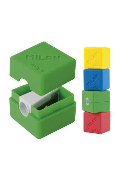 Milan Simple Plastic Sharpener With Cubic Container