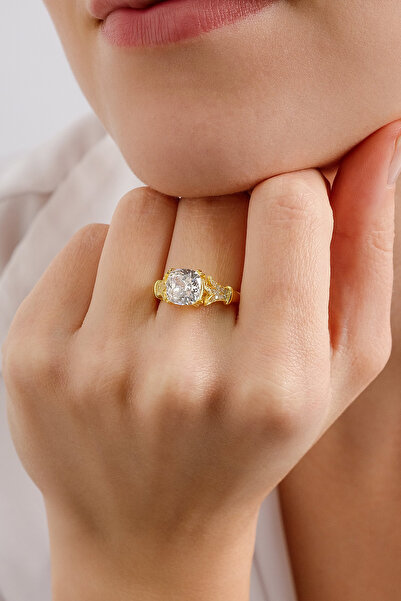 Lia Berto Lale Motifli Tektaş 925 Ayar Gümüş Yüzük