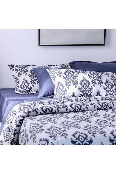 Danube Home Bliss 6 Piece Super King Comforter Set 260X260 Cm Lt. Grey | Cotton /Viscos-180 Thread Count