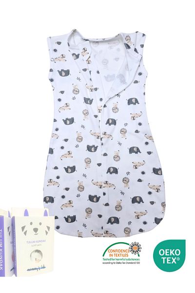 Mommyslab 0-4 Months New Season Patterned Colorful Snap Zippered Jumpsuit Swaddle 100% Cotton (Oeko Tex Cif Certified)