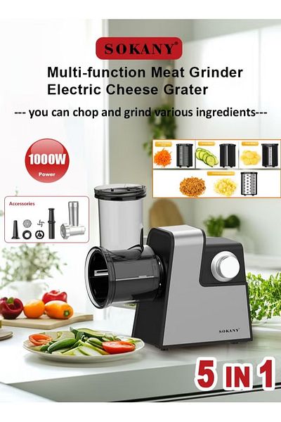 SOKANY Meat Grinder, 1000W Electric Slicer Chopper, with 4 Blades Set and Meat Grinder Set, SK-06010 Black