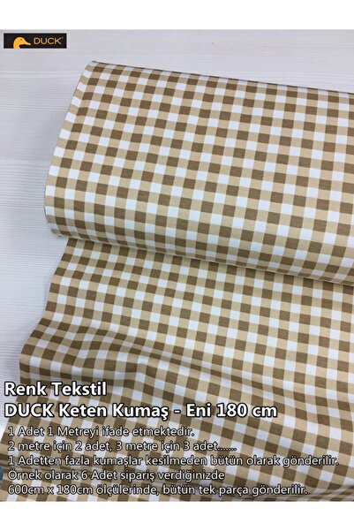Renk Tekstil Pötikare Desenli DUCK Keten Kumaş - (1.2 cm Kareler)