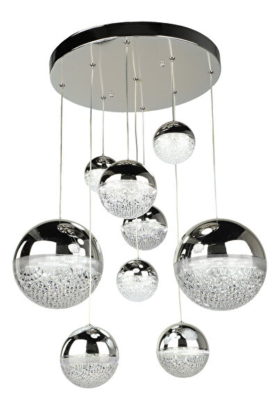 Begüsa Galaksi Ledli 9.lu Avize Krom Kaplama