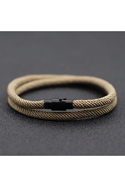 Choice S 18.5cm 7.3Inch khaki New Minimalist Men Rope Bracelet Double Layer S...