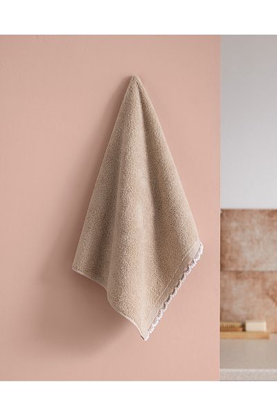 Madame Coco Bastienne Crochet 100% Cotton Face Towel - Beige/White - 50X70 cm