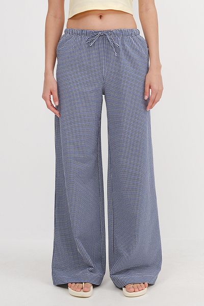 Addax Elastic Waist Gingham Trousers Pn17390