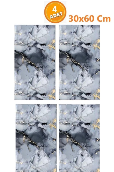 Bien Home 30x60 Cm Mavi Mermer Desenli Kendinden Yapışkanlı Köpük Banyo Kapla...