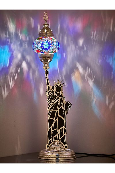 Demmex Decorative Table Lamp with Mosaic Stones - Statue of Liberty Design