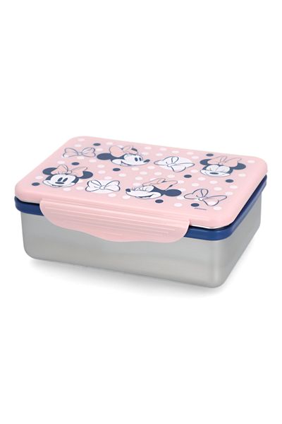 Stor Stainless Steel Rectangular Minnie Mouse Themed Lunch Box Pink and Grey 193ml
