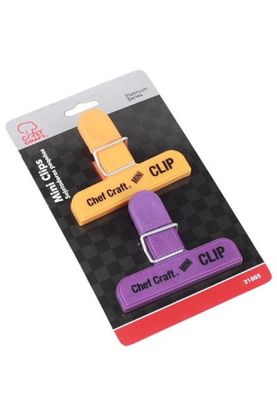 Chef Craft 2-Piece Strong and Durable Mini Bag Clip Set Purple and Orange