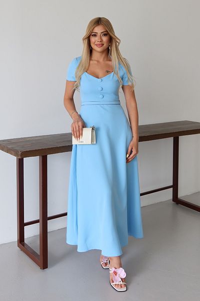 MILANOFOX Rochie dublă evazată cu guler pătrat și curea cu nasturi – Rochie elegantă, confortabilă, ocazională și pentru ocazii speciale