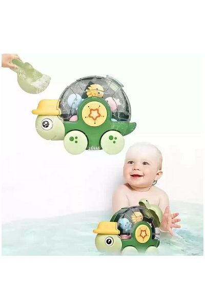 OEM Z Bath Toy, Turtle with Spinner, Green, 1 year+