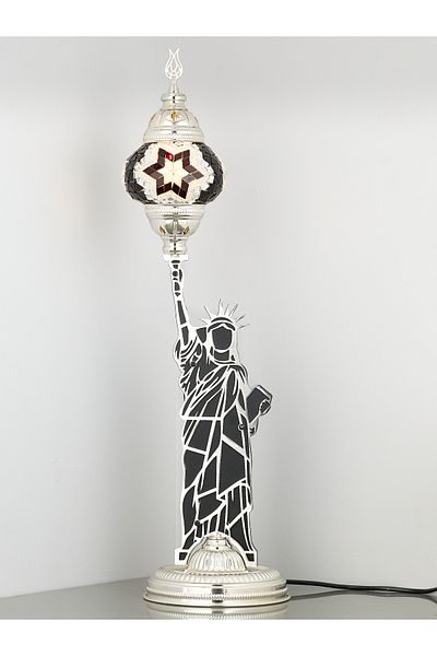Demmex Decorative Table Lamp with Mosaic Stones - Statue of Liberty Design