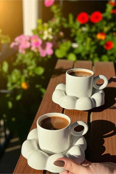 ariana sytle 12 Piece Puffy Turkish Coffee Cup Set for 6 People