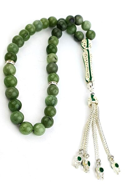 OSESHOP تصميم مسبحة من حجر اليشم مع شرابة فولاذية