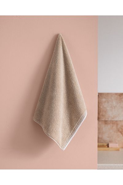 Madame Coco Aveline Crochet 100% Cotton Face Towel - Beige/White