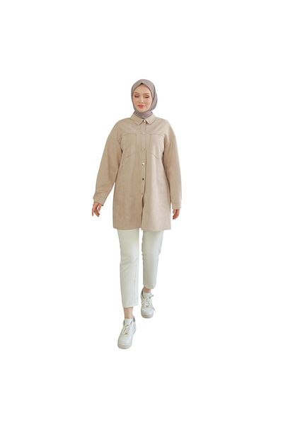 Armine Women's Snap Button Shirt Collar Pocket Tunic 24Kt401