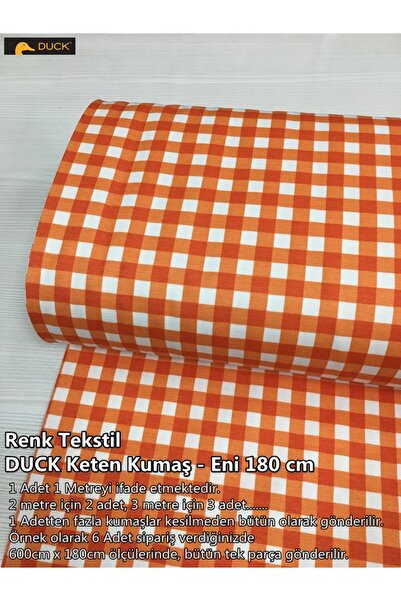 Renk Tekstil Pötikare Desenli DUCK Keten Kumaş - (1.2 cm Kareler)