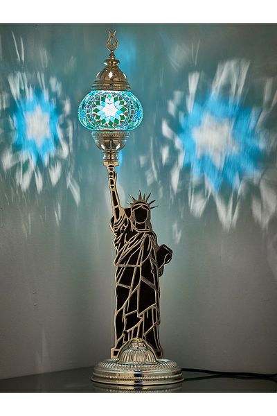 Demmex Decorative Table Lamp with Mosaic Stones - Statue of Liberty Design