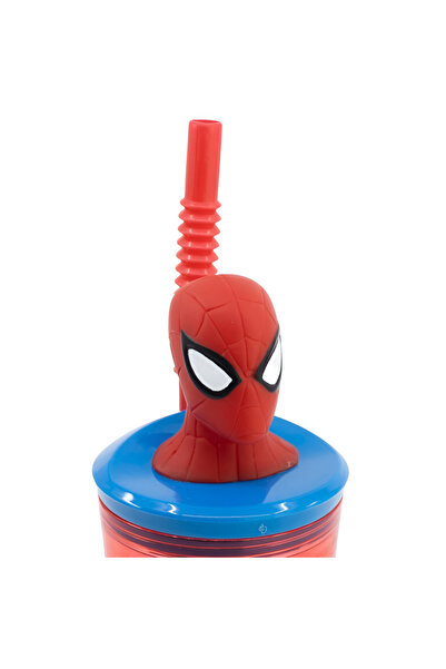 Stor 3D Figurine Spiderman BPA-Free Plastic Tumbler with Straw Red and Blue 360ml