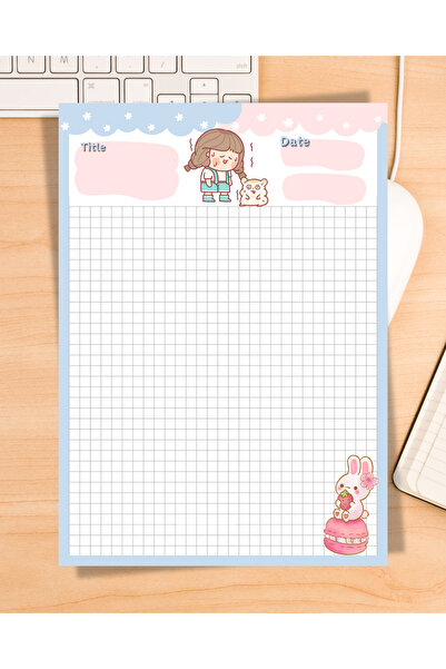 Elvina Paper Cute Not Kağıdı, A5 Boyut, 50 Yaprak, Memopad, To Do List, Blokn...