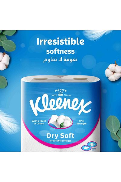 Kleenex Dry Soft Toilet Tissue Paper Embossed Bathroom 2ply 200 Sheets 16+4 Free Rolls