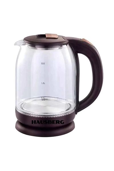 Hausberg Ηλεκτρικός βραστήρας, HB-3616, ισχύς 1500 W, 2L, αυτόματη απενεργοποίηση, γυάλινο μπολ, περιστρεφόμενη βάση
