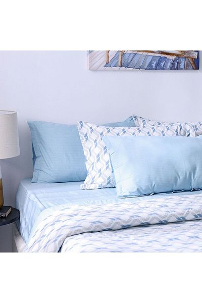 Danube Home Bliss 6 Piece King Comforter Set 240X260 Cm Lt. Blue | Cotton /Viscos-180 Thread Count
