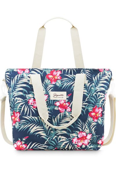 zagatto Geantă de umăr albastră cu imprimeu floral pentru femei, model crossbody, format A4, 35x34x17 cm, ZG742