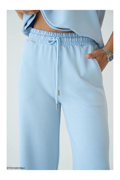Coral Half Sleeve T-Shirt Pants Suit Blue