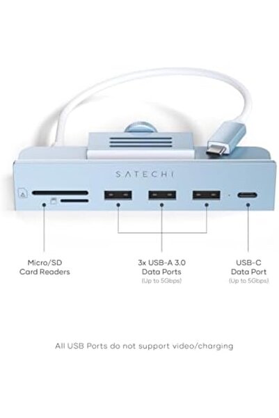 Satechi موزع USB C من Satechi لجهاز iMac مقاس 24 بوصة (أزرق)
