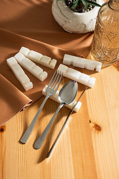 ALTUVATEKS Marble Fork Spoon Knife Coaster Set of 6, Tableware Resting Stone, Natural Stone Table Decor, Dowry Set