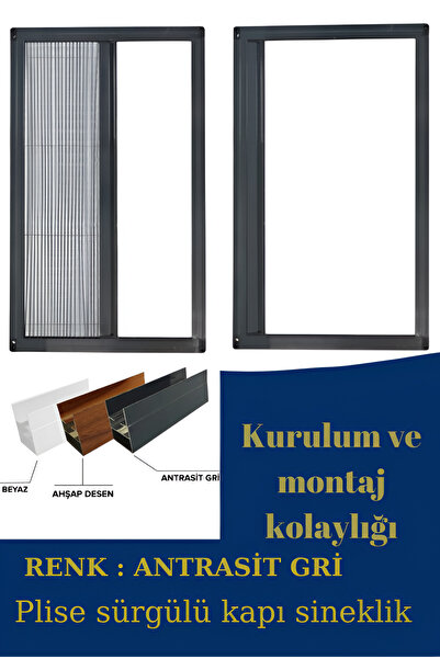 YILDIRIMPEN ANTRASİT GRİ KAPI PLİSE SİNEKLİK