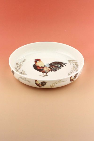 Bursa Porselen Dekor Retro Rooster Oversized Porcelain Salad Bowl