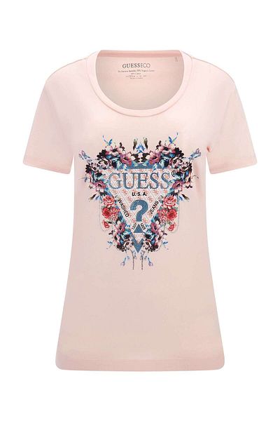 Guess Crew Neck Pink Women's T-Shirt W4RI38J1314-A60W