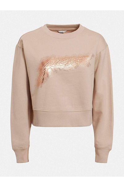 Guess W2Rq05K9Yi0G1G2 Crew Neck Regular Fit Patterned Mink Women's Sweatshirt