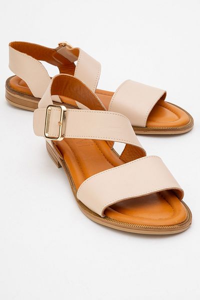 LuviShoes Sandale de damă MAJESTY din piele naturală din piele bej