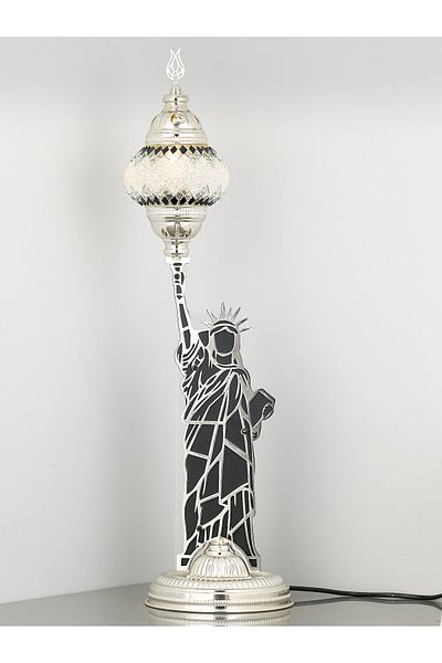 Demmex Decorative Table Lamp with Mosaic Stones - Statue of Liberty Design