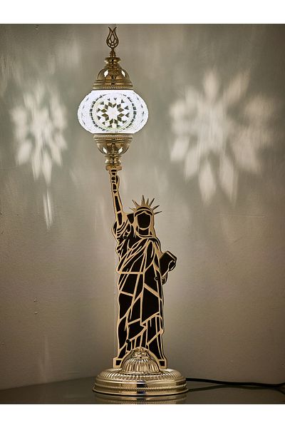 Demmex Decorative Table Lamp with Mosaic Stones - Statue of Liberty Design
