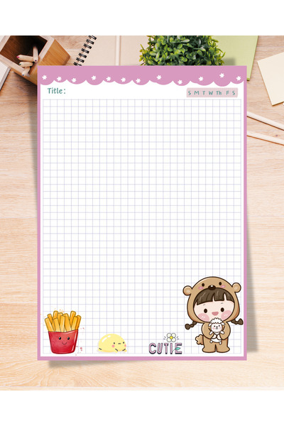 Elvina Paper Cute Not Kağıdı, A5 Boyut, 50 Yaprak, Memopad, To Do List, Blokn...